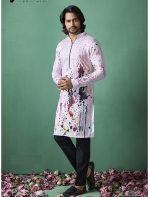 RUVAB - MENS FANCY PAINT BRUSH PRINTED KURTA