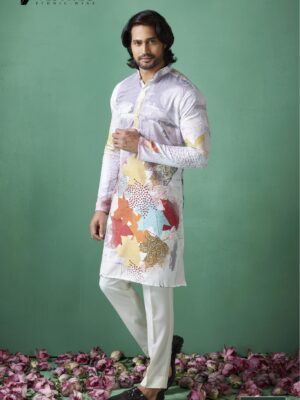 RUVAB – Mens Artistic Printed Kurta Pajama set for Carnival
