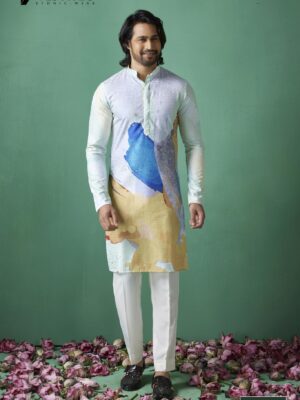 RUVAB – MULTI COLOR ABSTRACT DESIGNER KURTA PAJAMA SET