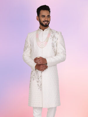 Vestirio Rich Cream Embroidered Sherwani