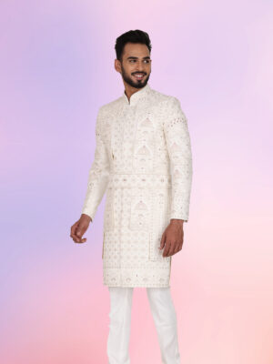 Vestirio Ivory Hand Embroidered Sherwani