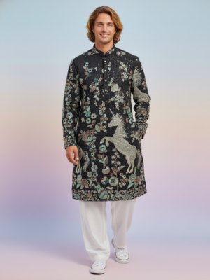 RUVAB Mens Premium Unicorn Theme Kurta for men