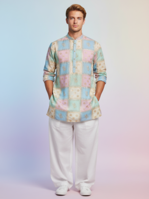 RUVAB Men's Premium Embroidery Short Length Kurta